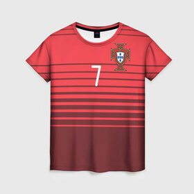 Женская футболка 3D с принтом Роналду сборная Португалии в Екатеринбурге, 100% полиэфир ( синтетическое хлопкоподобное полотно) | прямой крой, круглый вырез горловины, длина до линии бедер | cr7 | euro | real | ronaldo | евро | португалия | реал | роналдо