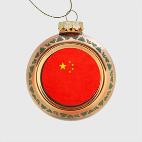 Стеклянный ёлочный шар с принтом Китай в Екатеринбурге, Стекло | Диаметр: 80 мм | Тематика изображения на принте: china | country | государство | китай | кнр | страна | флаг | флаги