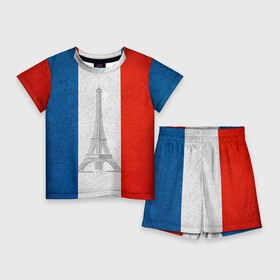 Детский костюм с шортами 3D с принтом Франция в Екатеринбурге,  |  | country | france | государство | страна | флаг | флаги | франция