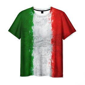 Мужская футболка 3D с принтом Италия в Екатеринбурге, 100% полиэфир | прямой крой, круглый вырез горловины, длина до линии бедер | country | italy | государство | италия | страна | флаг | флаги