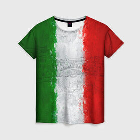 Женская футболка 3D с принтом Италия в Екатеринбурге, 100% полиэфир ( синтетическое хлопкоподобное полотно) | прямой крой, круглый вырез горловины, длина до линии бедер | Тематика изображения на принте: country | italy | государство | италия | страна | флаг | флаги