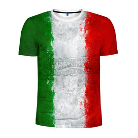 Мужская футболка 3D спортивная с принтом Италия в Екатеринбурге, 100% полиэстер с улучшенными характеристиками | приталенный силуэт, круглая горловина, широкие плечи, сужается к линии бедра | Тематика изображения на принте: country | italy | государство | италия | страна | флаг | флаги