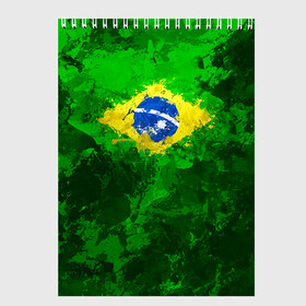Скетчбук с принтом Бразилия в Екатеринбурге, 100% бумага
 | 48 листов, плотность листов — 100 г/м2, плотность картонной обложки — 250 г/м2. Листы скреплены сверху удобной пружинной спиралью | brazil | country | бразилия | государство | страна | флаг | флаги