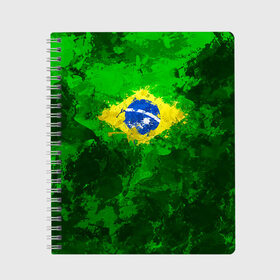 Тетрадь с принтом Бразилия в Екатеринбурге, 100% бумага | 48 листов, плотность листов — 60 г/м2, плотность картонной обложки — 250 г/м2. Листы скреплены сбоку удобной пружинной спиралью. Уголки страниц и обложки скругленные. Цвет линий — светло-серый
 | brazil | country | бразилия | государство | страна | флаг | флаги