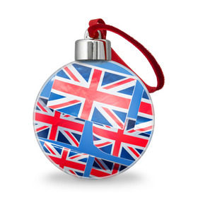 Ёлочный шар с принтом Британские флаги в Екатеринбурге, Пластик | Диаметр: 77 мм | Тематика изображения на принте: англия | британия | великобритания