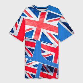 Платье-футболка 3D с принтом Британские флаги в Екатеринбурге,  |  | англия | британия | великобритания