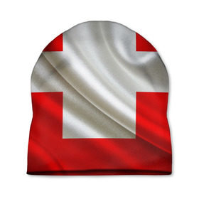 Шапка 3D с принтом Швейцария в Екатеринбурге, 100% полиэстер | универсальный размер, печать по всей поверхности изделия | Тематика изображения на принте: альпы | гордость | флаг