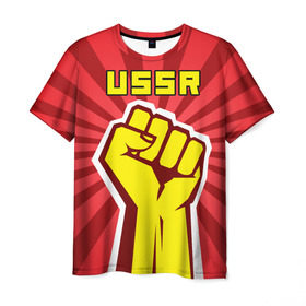 Мужская футболка 3D с принтом Власть в кулаке СССР в Екатеринбурге, 100% полиэфир | прямой крой, круглый вырез горловины, длина до линии бедер | власть | кулак | сила | ссср