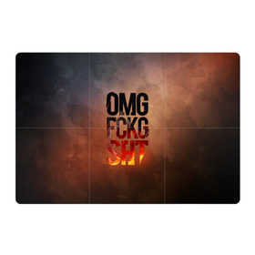 Магнитный плакат 3Х2 с принтом OMG FCKG SHT в Екатеринбурге, Полимерный материал с магнитным слоем | 6 деталей размером 9*9 см | Тематика изображения на принте: fire | omg | буквы | мат | огонь