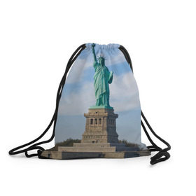 Рюкзак-мешок 3D с принтом Статуя свободы в Екатеринбурге, 100% полиэстер | плотность ткани — 200 г/м2, размер — 35 х 45 см; лямки — толстые шнурки, застежка на шнуровке, без карманов и подкладки | америка | сша