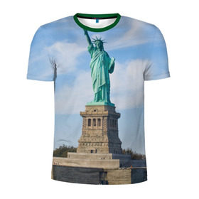 Мужская футболка 3D спортивная с принтом Статуя свободы в Екатеринбурге, 100% полиэстер с улучшенными характеристиками | приталенный силуэт, круглая горловина, широкие плечи, сужается к линии бедра | америка | сша