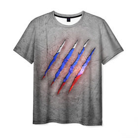 Мужская футболка 3D с принтом Русский изнутри в Екатеринбурге, 100% полиэфир | прямой крой, круглый вырез горловины, длина до линии бедер | patriot | russia | искры | металл | патриот | россия | русский | сталь | триколор | флаг | царапина