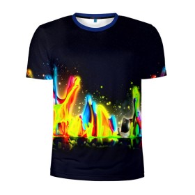 Мужская футболка 3D спортивная с принтом Взрыв красок в Екатеринбурге, 100% полиэстер с улучшенными характеристиками | приталенный силуэт, круглая горловина, широкие плечи, сужается к линии бедра | абстракция | абстракция красок | брызги | краска | цветные