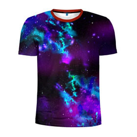 Мужская футболка 3D спортивная с принтом Звездное небо в Екатеринбурге, 100% полиэстер с улучшенными характеристиками | приталенный силуэт, круглая горловина, широкие плечи, сужается к линии бедра | Тематика изображения на принте: вселенная | галактика | звезды | планеты | туманность