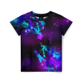 Детская футболка 3D с принтом Звездное небо в Екатеринбурге, 100% гипоаллергенный полиэфир | прямой крой, круглый вырез горловины, длина до линии бедер, чуть спущенное плечо, ткань немного тянется | Тематика изображения на принте: вселенная | галактика | звезды | планеты | туманность