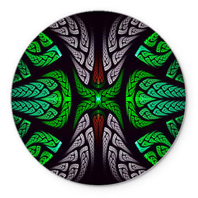 Коврик круглый с принтом Трайбл в Екатеринбурге, резина и полиэстер | круглая форма, изображение наносится на всю лицевую часть | зелёный | паттерн | текстура | цветной
