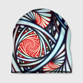 Шапка 3D с принтом Абстрактный узор в Екатеринбурге, 100% полиэстер | универсальный размер, печать по всей поверхности изделия | белый | калейдоскоп | красный | паттерн | спирали