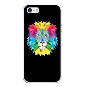 Чехол для Apple iPhone 5/5S силиконовый с принтом Lion color в Екатеринбурге, Силикон | Область печати: задняя сторона чехла, без боковых панелей | lion | голова животного | кот | кошка | лев | цвет