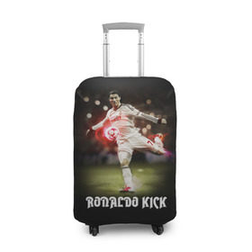Чехол для чемодана 3D с принтом Удар Роналдо в Екатеринбурге, 86% полиэфир, 14% спандекс | двустороннее нанесение принта, прорези для ручек и колес | real | ronaldo | реал мадрид | роналдо | футбол