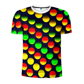 Мужская футболка 3D спортивная с принтом Горошек в Екатеринбурге, 100% полиэстер с улучшенными характеристиками | приталенный силуэт, круглая горловина, широкие плечи, сужается к линии бедра | круги | паттерн | точки | цветной | яркий