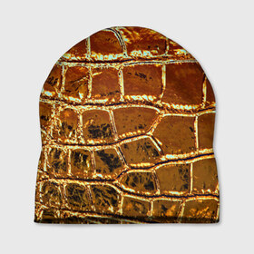 Шапка 3D с принтом Золотая кожа в Екатеринбурге, 100% полиэстер | универсальный размер, печать по всей поверхности изделия | металлик | текстура