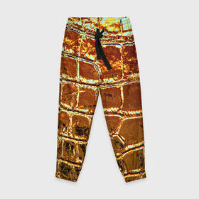 Детские брюки 3D с принтом Золотая кожа в Екатеринбурге, 100% полиэстер | манжеты по низу, эластичный пояс регулируется шнурком, по бокам два кармана без застежек, внутренняя часть кармана из мелкой сетки | металлик | текстура