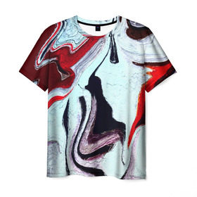 Мужская футболка 3D с принтом Разводы в Екатеринбурге, 100% полиэфир | прямой крой, круглый вырез горловины, длина до линии бедер | краска | цветные