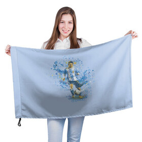 Флаг 3D с принтом Лео Месси в Екатеринбурге, 100% полиэстер | плотность ткани — 95 г/м2, размер — 67 х 109 см. Принт наносится с одной стороны | barselona | messi | аргентина | барселона | месси | футбол