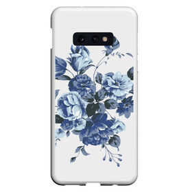 Чехол для Samsung S10E с принтом Синие цветы в Екатеринбурге, Силикон | Область печати: задняя сторона чехла, без боковых панелей | розы | синие розы | узор | цветы
