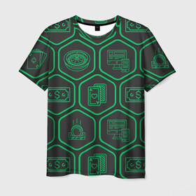 Мужская футболка 3D с принтом Hexagons в Екатеринбурге, 100% полиэфир | прямой крой, круглый вырез горловины, длина до линии бедер | 