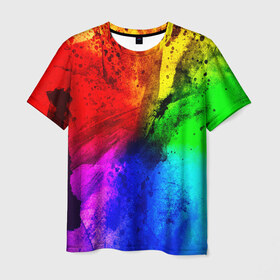 Мужская футболка 3D с принтом Grunge paint в Екатеринбурге, 100% полиэфир | прямой крой, круглый вырез горловины, длина до линии бедер | абстракция | абстракция красок | арт | брызги | краска | цветные