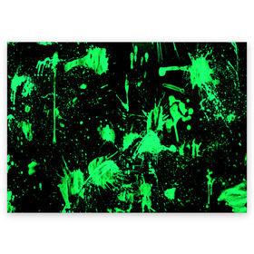 Поздравительная открытка с принтом Брызги красок в Екатеринбурге, 100% бумага | плотность бумаги 280 г/м2, матовая, на обратной стороне линовка и место для марки
 | зеленый | кляксы | паттерн | черный