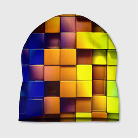 Шапка 3D с принтом Кубики в Екатеринбурге, 100% полиэстер | универсальный размер, печать по всей поверхности изделия | квадраты | паттерн | текстура | цветной | яркий