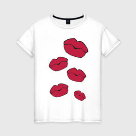 Женская футболка хлопок с принтом Поцелуи в Екатеринбурге, 100% хлопок | прямой крой, круглый вырез горловины, длина до линии бедер, слегка спущенное плечо | 