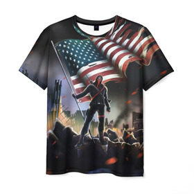 Мужская футболка 3D с принтом Homefront: The Revolution в Екатеринбурге, 100% полиэфир | прямой крой, круглый вырез горловины, длина до линии бедер | america | homefront | revolution | usa | америка | революция | сша | хоумфронт