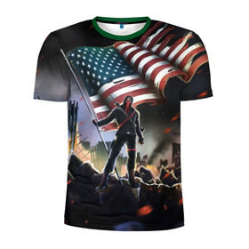 Мужская футболка 3D спортивная с принтом Homefront: The Revolution в Екатеринбурге, 100% полиэстер с улучшенными характеристиками | приталенный силуэт, круглая горловина, широкие плечи, сужается к линии бедра | america | homefront | revolution | usa | америка | революция | сша | хоумфронт