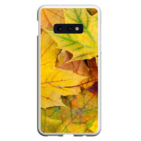 Чехол для Samsung S10E с принтом Осенние листья в Екатеринбурге, Силикон | Область печати: задняя сторона чехла, без боковых панелей | жёлтый | зелёный | клён | листва