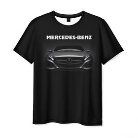 Мужская футболка 3D с принтом Мерседес в Екатеринбурге, 100% полиэфир | прямой крой, круглый вырез горловины, длина до линии бедер | mercedes benz | авто | автомобиль | мерседес