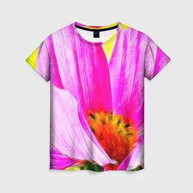 Женская футболка 3D с принтом Цветы в Екатеринбурге, 100% полиэфир ( синтетическое хлопкоподобное полотно) | прямой крой, круглый вырез горловины, длина до линии бедер | арт | красота | природа | цветы