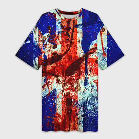 Платье-футболка 3D с принтом Англия в Екатеринбурге,  |  | британия | кляксы | краска | флаг