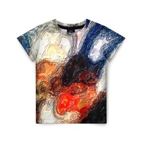 Детская футболка 3D с принтом Размытые краски в Екатеринбурге, 100% гипоаллергенный полиэфир | прямой крой, круглый вырез горловины, длина до линии бедер, чуть спущенное плечо, ткань немного тянется | разноцветный | текстура | фильтр