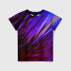 Детская футболка 3D с принтом Фиолетовый в Екатеринбурге, 100% гипоаллергенный полиэфир | прямой крой, круглый вырез горловины, длина до линии бедер, чуть спущенное плечо, ткань немного тянется | Тематика изображения на принте: волна | текстура | фиолетовый