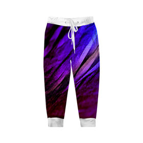 Детские брюки 3D с принтом Фиолетовый в Екатеринбурге, 100% полиэстер | манжеты по низу, эластичный пояс регулируется шнурком, по бокам два кармана без застежек, внутренняя часть кармана из мелкой сетки | волна | текстура | фиолетовый