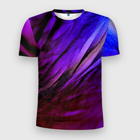 Мужская футболка 3D спортивная с принтом Фиолетовый в Екатеринбурге, 100% полиэстер с улучшенными характеристиками | приталенный силуэт, круглая горловина, широкие плечи, сужается к линии бедра | Тематика изображения на принте: волна | текстура | фиолетовый