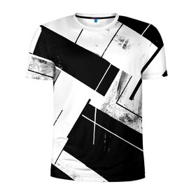 Мужская футболка 3D спортивная с принтом Линии в Екатеринбурге, 100% полиэстер с улучшенными характеристиками | приталенный силуэт, круглая горловина, широкие плечи, сужается к линии бедра | белый | геометрия | черный