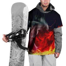 Накидка на куртку 3D с принтом Огонь в Екатеринбурге, 100% полиэстер |  | fire | красный | пожар | черный