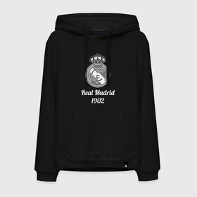 Мужская толстовка хлопок с принтом FC Real Madrid в Екатеринбурге, френч-терри, мягкий теплый начес внутри (100% хлопок) | карман-кенгуру, эластичные манжеты и нижняя кромка, капюшон с подкладом и шнурком | 