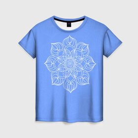 Женская футболка 3D с принтом Цветок йога в Екатеринбурге, 100% полиэфир ( синтетическое хлопкоподобное полотно) | прямой крой, круглый вырез горловины, длина до линии бедер | 