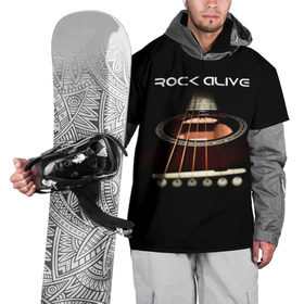 Накидка на куртку 3D с принтом ROCK ALIVE в Екатеринбурге, 100% полиэстер |  | rock | рок | рок жив | рок музыка | русский рок