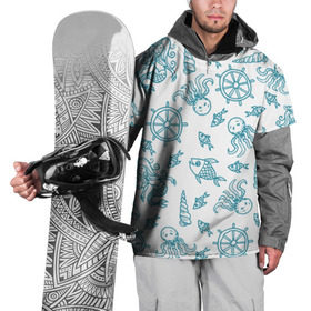 Накидка на куртку 3D с принтом Морская живность в Екатеринбурге, 100% полиэстер |  | абстракция | арт | море | осьминог | русалки